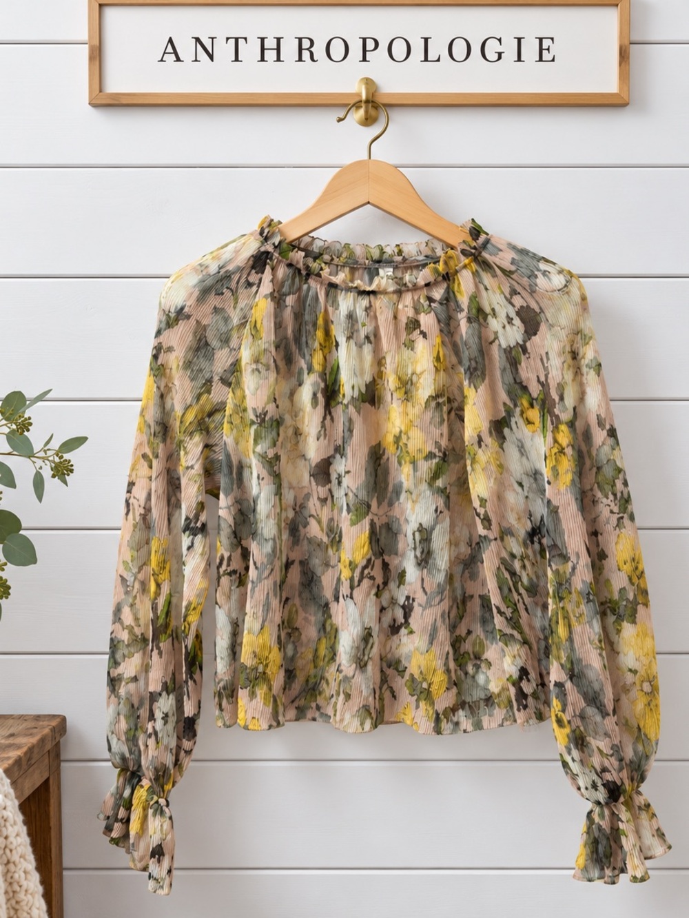 Anthropologie Floral Mesh Blouse – Size S